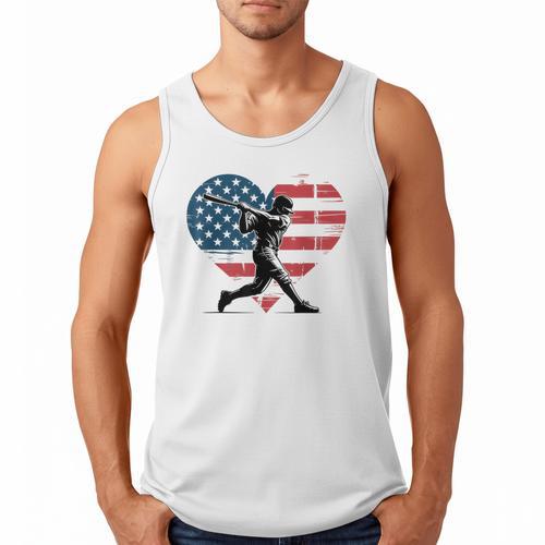 Valentines Baseball Batter Silhouette Heart Men Boys Kid Men Tank Top - Sportilla