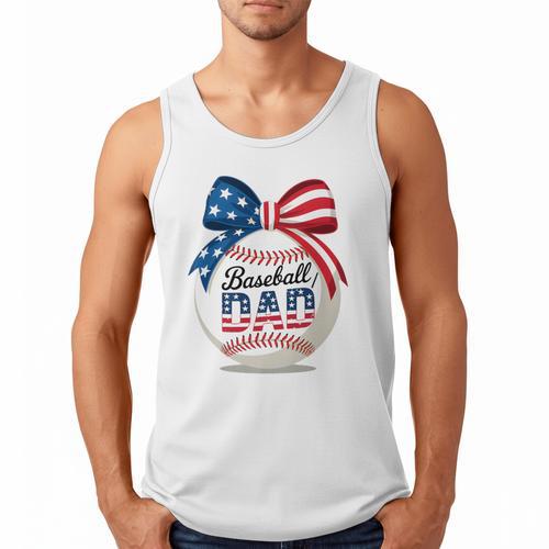 Vintage Baseball Dad Patriotic USA Flag 4th Of July Fathers Premium Men Tank Top - Sportilla