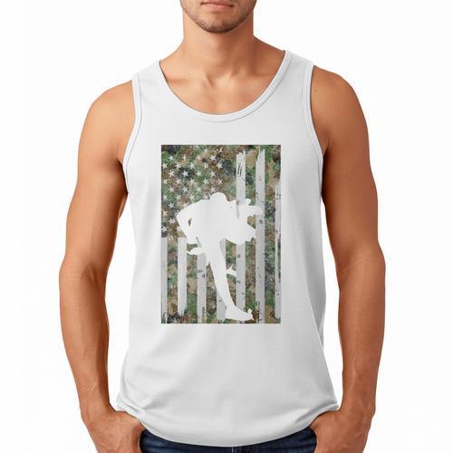 Vintage Baseball US Camouflage Flag Tee Baseball Dad Player Premium Tri-Blend Men Tank Top - Sportilla