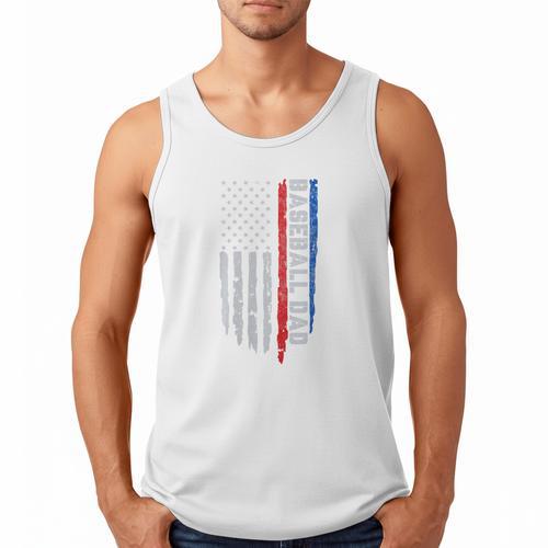 Vintage Baseball US Flag Tee Baseball Dad Player Coach Premium Tri-Blend Men Tank Top - Sportilla