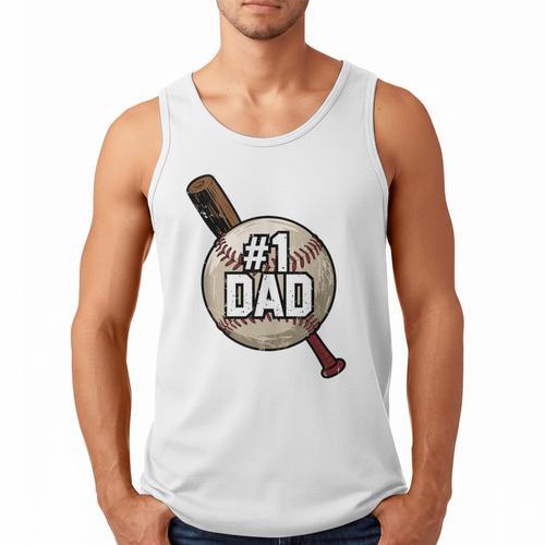 Vintage Father's Day 1 Baseball Dad Baseball Lovers Players Men Tank Top - Sportilla