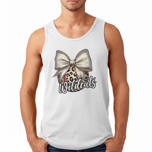 Wildcats Baseball Leopard Print Coquette Bow Mascot Game Day Men Tank Top - Sportilla