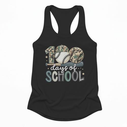 100 Days Of School Baseball Camo Camo Cap Boy School Flowy Tank - Sportilla