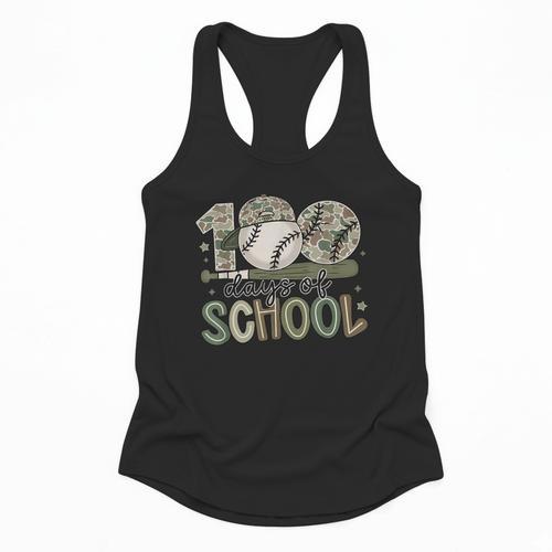 100 Days Of School Baseball Camo Celebration Flowy Tank - Sportilla