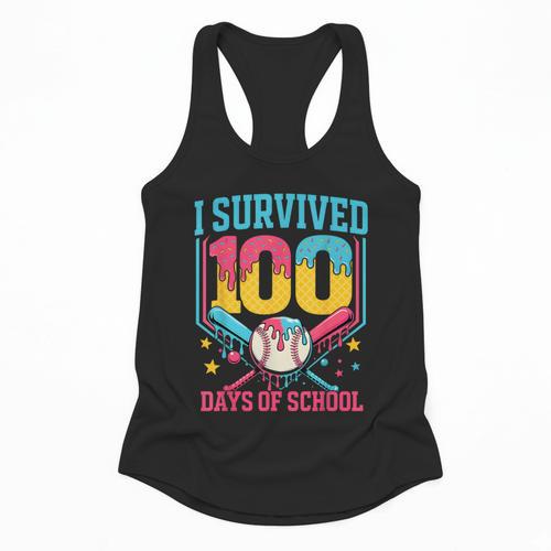 100 Days Of School Baseball Drip 100 Days Boy Girl Kids Flowy Tank - Sportilla