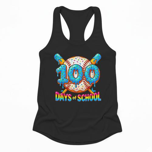 100 Days Of School Baseball Drip Boys 100th Day Of School Flowy Tank - Sportilla