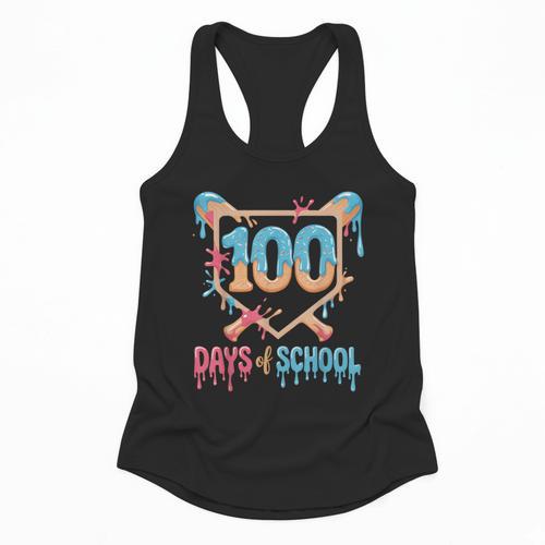 100 Days Of School Baseball Drip 100 Days Of School Flowy Tank - Sportilla