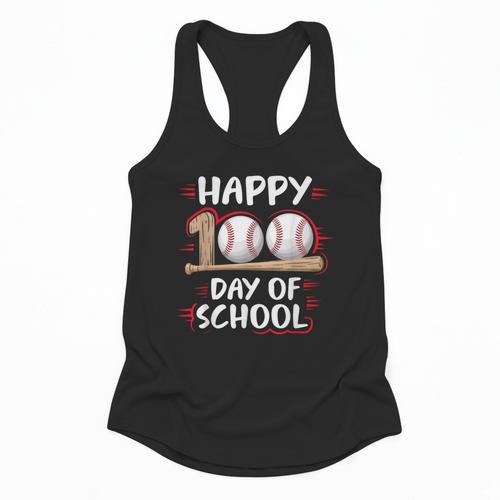 100 Days Of School Baseball Theme Kids Teens Boys 100th Day Flowy Tank - Sportilla