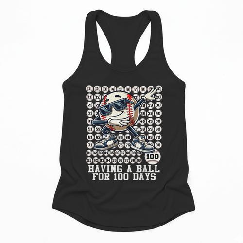 100 Days Of School Boys Dabbing Baseball 100th Day Of School Flowy Tank - Sportilla