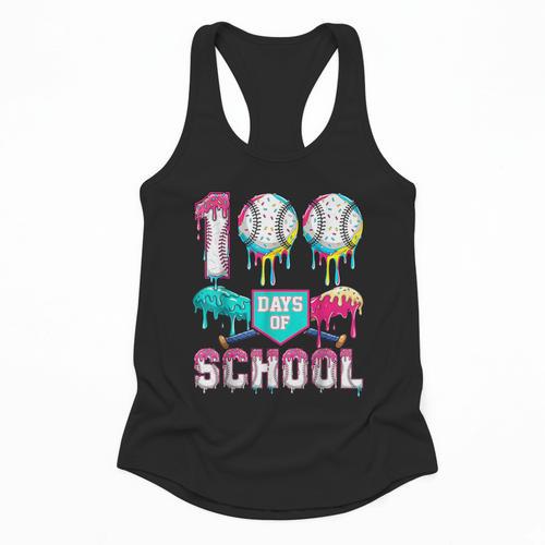 100 Days Of School Boys Kids 100th Day Of School Baseball Flowy Tank - Sportilla