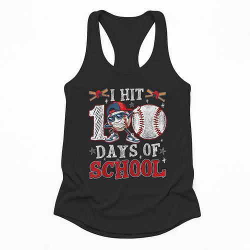 100 Days Of School Dabbing Baseball Hit Student Kids Boys Flowy Tank - Sportilla