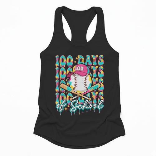 100 Days Of School Drip Baseball 100th Day Baseball School Flowy Tank - Sportilla