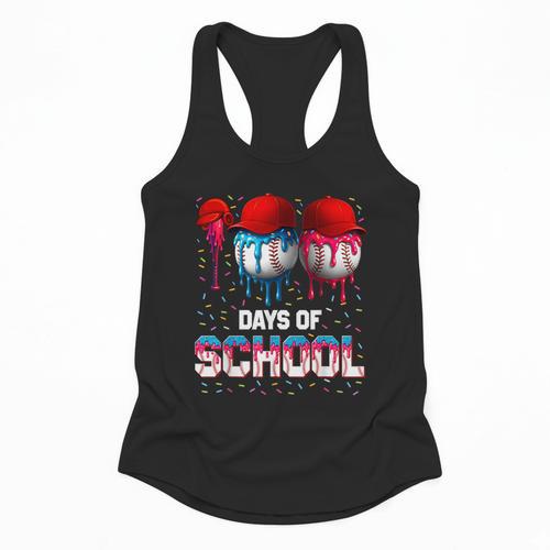 100 Days Of School Dripping Baseball 100th Day Teacher Boy Flowy Tank - Sportilla