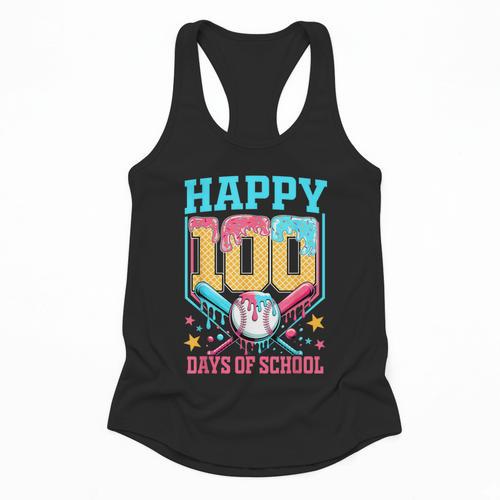 100 Days Of School Kids Baseball Drip 100th Day Of School Flowy Tank - Sportilla
