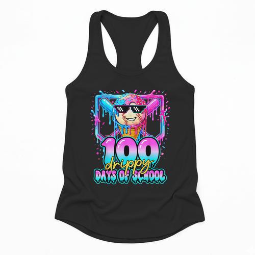 100 Drippy Days Of School Baseball Ice Cream 100th Day Boys Flowy Tank - Sportilla