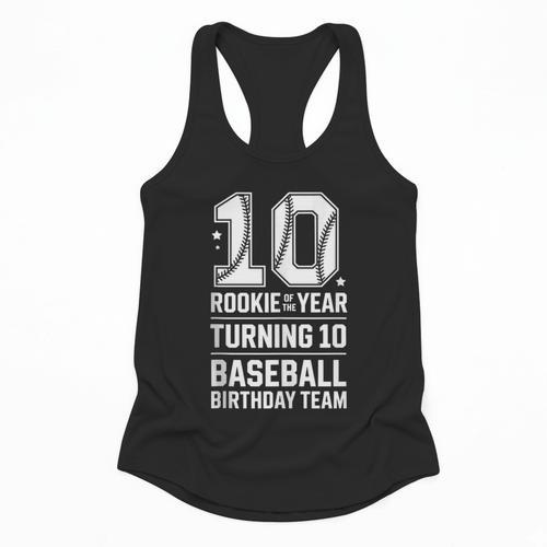 10th Birthday Rookie Of The Year Baseball Double Digit Humor Flowy Tank - Sportilla