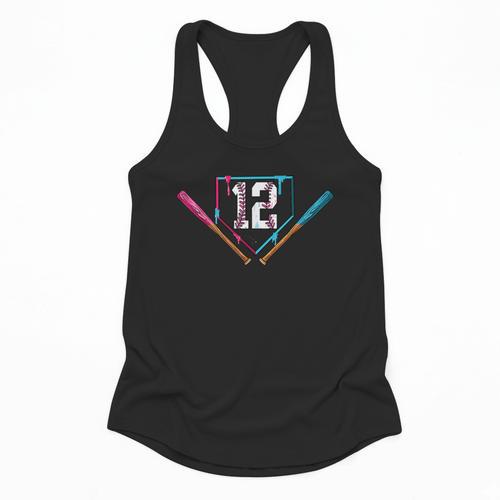12th Birthday Baseball Ice Cream Drip 12 Years Old Boy Kids Flowy Tank - Sportilla