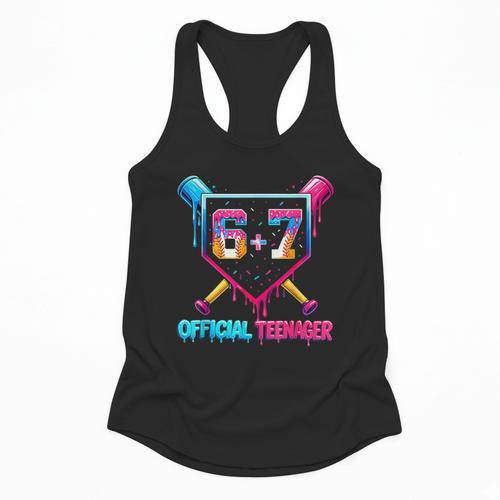 13th Birthday Official Teenager 67 Baseball Drip Boys Flowy Tank - Sportilla