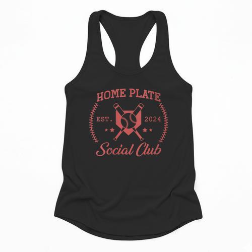 2024 Home Plate Social Club Softball Season Tee Baseball Mom Flowy Tank - Sportilla