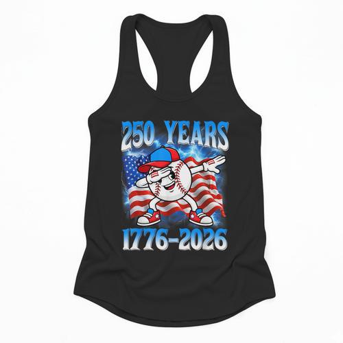 250 Years 1776 2026 250th Baseball American Flag 4th Of July Flowy Tank - Sportilla