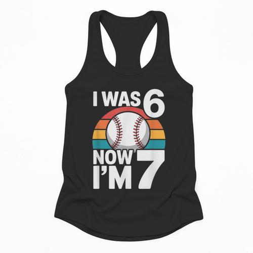 I Was 6 Now Im 7 Baseball Birthday Age 7 Flowy Tank - Sportilla