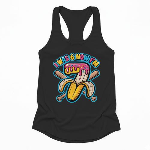 I Was 6 Now I’m 7 Banana Drip Birthday Baseball Flowy Tank - Sportilla