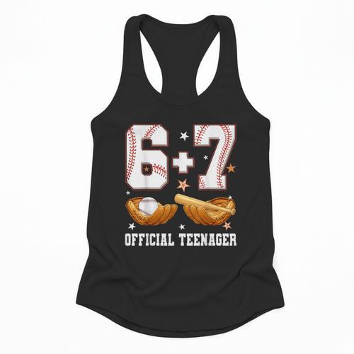67 13 Year Old Official Teenager Baseball Boy 13th Birthday Flowy Tank - Sportilla