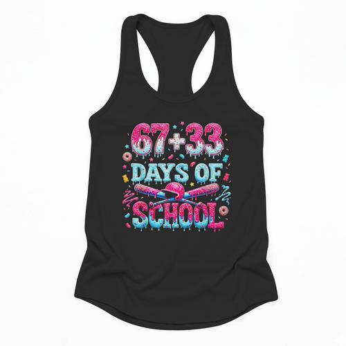 67 33 Days Of School Baseball Drip 100th Day Of School Boys Flowy Tank - Sportilla