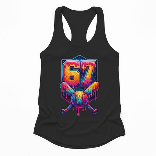 67 Meme Trendy Baseball Number 67 Player Six Seven Flowy Tank - Sportilla