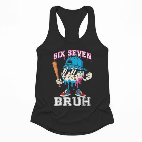 67 Six Seven Baseball Ice Cream Drip Number 67 Player Flowy Tank - Sportilla