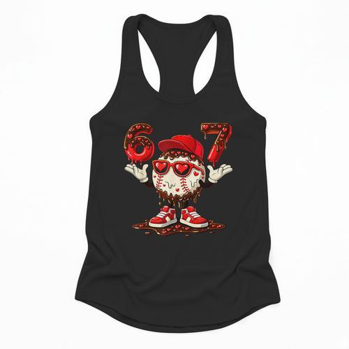 67 Valentine Day Baseball Chocolate Ice Cream Drip Flowy Tank - Sportilla