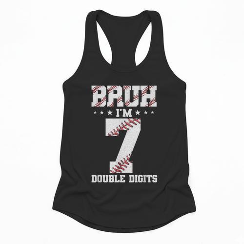 7th Birthday Baseball Bruh I'm 7 Double Digits 7 Years Old Flowy Tank - Sportilla
