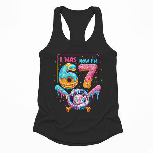 7th Birthday Boys I Was 6 Now I'm 7 Baseball Ice Cream Drip Flowy Tank - Sportilla