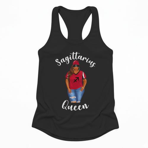 African American Baseball Mom Sagittarius Queen Zodiac Sign Flowy Tank - Sportilla