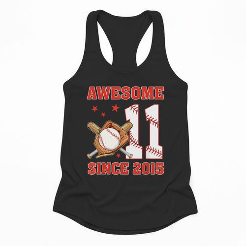 Awesome Since 2015 11 Year Old Boys Bday Baseball Theme Flowy Tank - Sportilla
