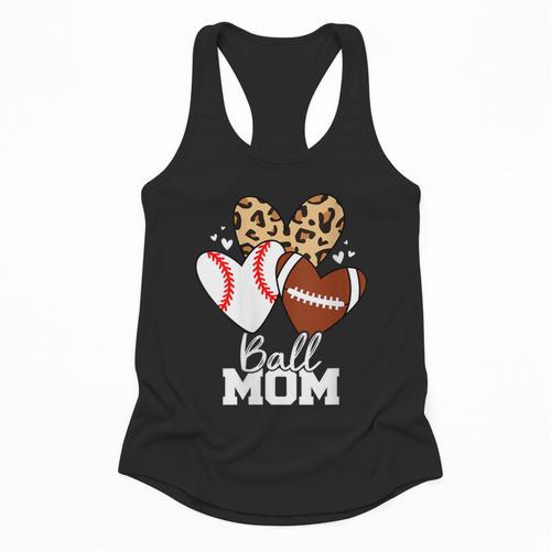Ball Mom Football Baseball Mom Heart Flowy Tank - Sportilla