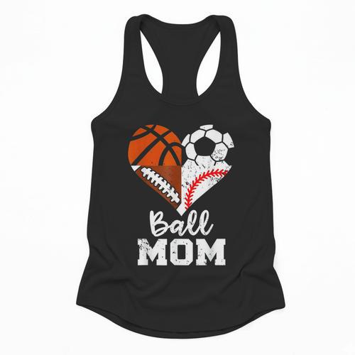 Ball Mom Heart Soccer Basketball Baseball Football Mom Flowy Tank - Sportilla