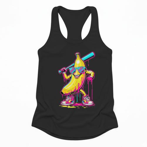 Banana With Baseball Bat Street Baseball Drip Flowy Tank - Sportilla