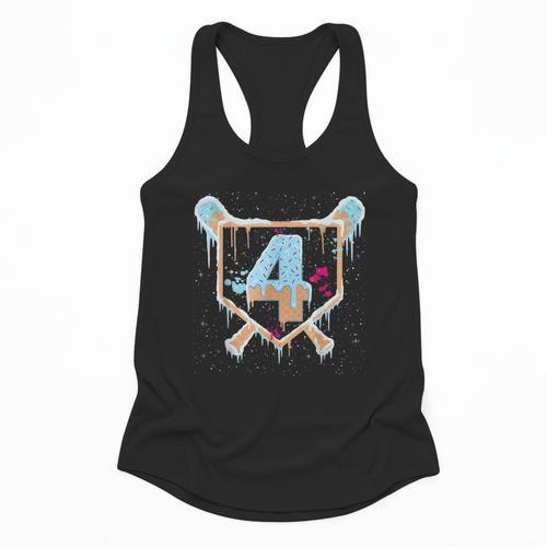 Baseball 4 Year Old Ice Cream Drip 4th Birthday Boy Number 4 Flowy Tank - Sportilla