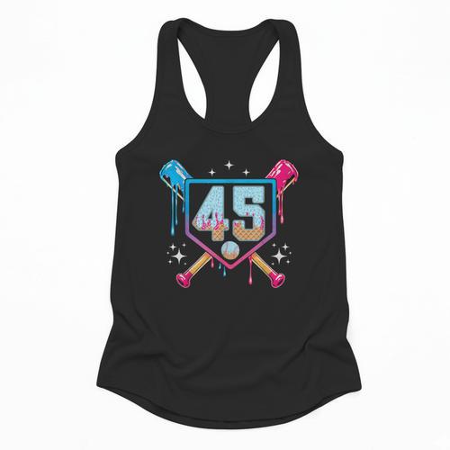 Baseball 45 Year Old Ice Cream Drip 45th Birthday Number 45 Flowy Tank - Sportilla