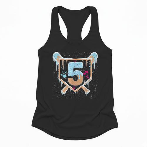Baseball 5 Year Old Ice Cream Drip 5th Birthday Boy Number 5 Flowy Tank - Sportilla