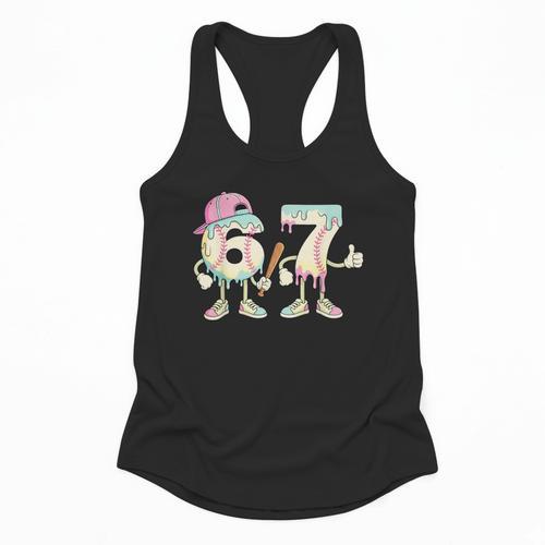 Baseball 67 Dripping Six Seven Drip Meme Ice Cream Boy Flowy Tank - Sportilla