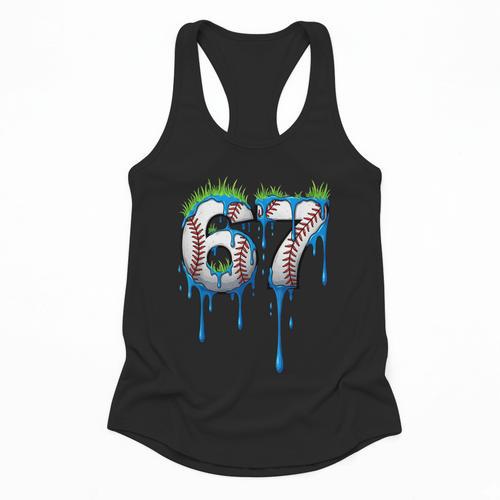 Baseball 67 Six Seven Gen Alpha Meme Blue Drip Boys Flowy Tank - Sportilla