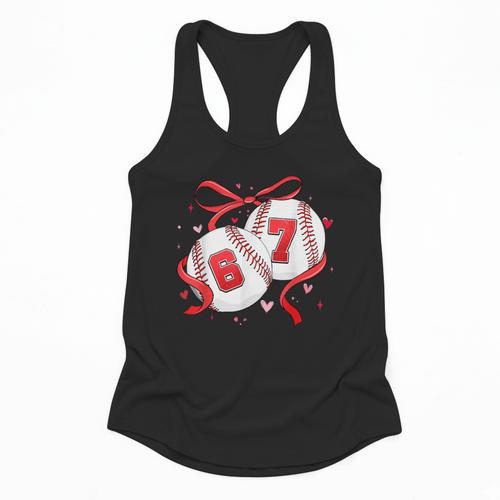 Baseball 67 Six Seven Gen Alpha Meme Valentine's Day Flowy Tank - Sportilla