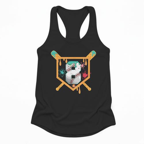 Baseball 8 Year Old Ice Cream Drip 8th Birthday Boy Number 8 Flowy Tank - Sportilla