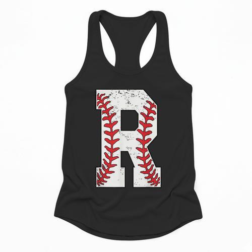 Baseball Alphabet Monogram Initial Letter R Flowy Tank - Sportilla
