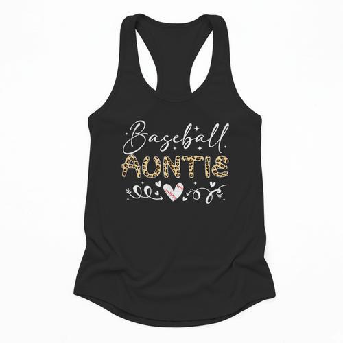 Baseball Auntie Leopard Baseball Heart Flowy Tank - Sportilla