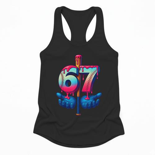 Baseball Bat Hands Drip 67 Six Seven Gen Alpha Slang Meme Flowy Tank - Sportilla