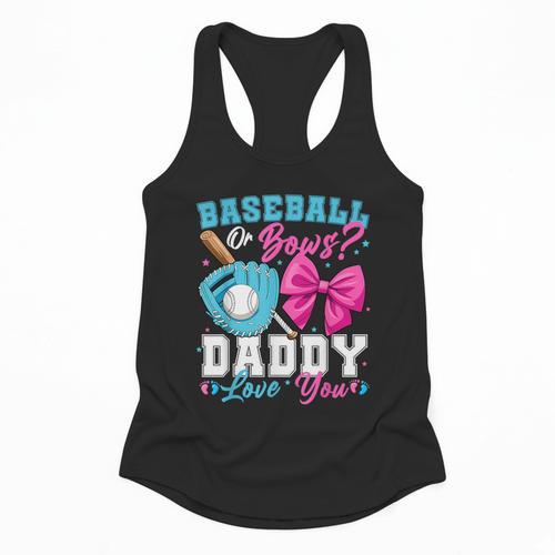 Baseball Or Bows Daddy Loves You Gender Reveal Family Flowy Tank - Sportilla