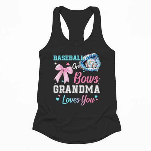 Baseball Or Bows Your Grandma Loves You Gender Reveal Flowy Tank - Sportilla